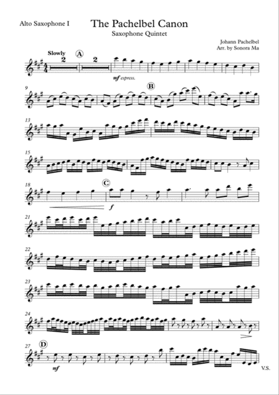 The Pachelbel Canon - Saxophone Quintet