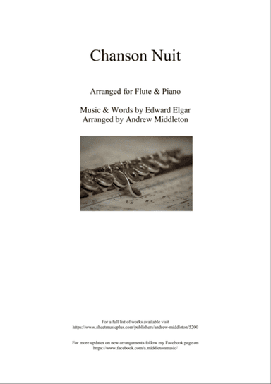 Chanson de nuit Op. 15 arranged for Flute and Piano