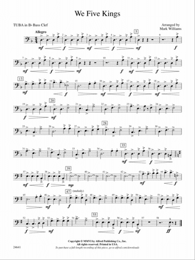 We Five Kings: (wp) B-flat Tuba B.C.