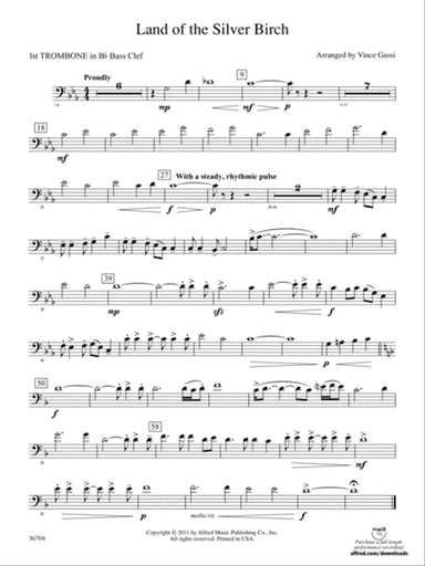 Land of the Silver Birch: (wp) 1st B-flat Trombone B.C.