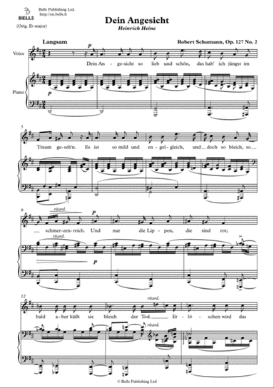 Dein Angesicht, Op. 127 No. 2 (D Major)