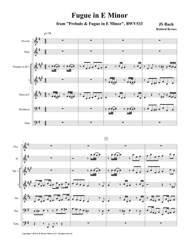 Fugue in E Minor, BWV 533 (Brass Quintet + Piccolo & Flute)