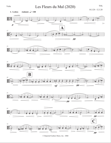 Les Fleurs du Mal (2020) for soprano and string quartet, viola part