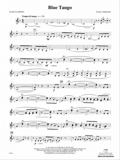 Blue Tango: 3rd B-flat Clarinet