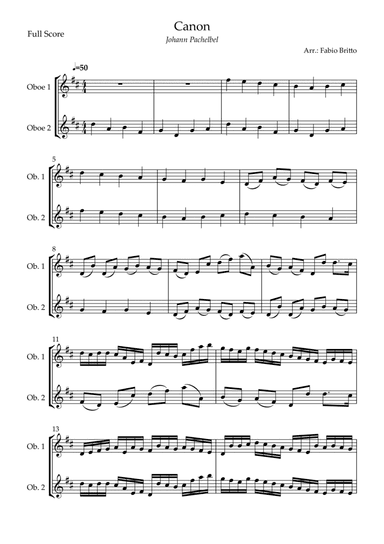 Canon - Johann Pachelbel (Wedding/Reduced Version) for Oboe Duo