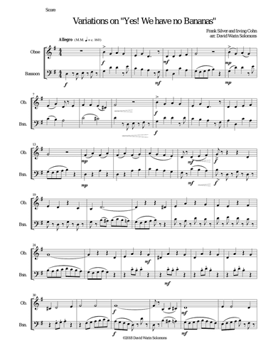 Variations on Yes We Have No Bananas for oboe and bassoon
