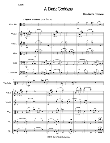 A Dark Goddess for viola solo and string orchestra