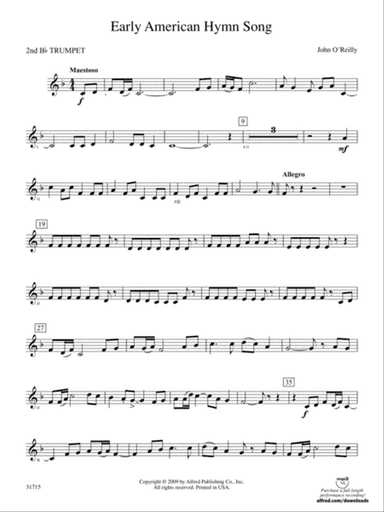 Early American Hymn Song: 2nd B-flat Trumpet
