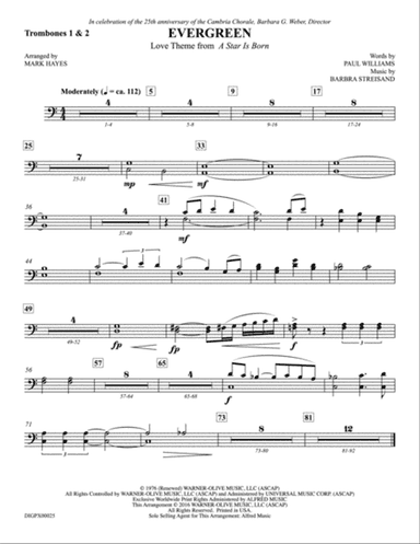Evergreen (Love Theme from A Star Is Born): 1st & 2nd Trombones