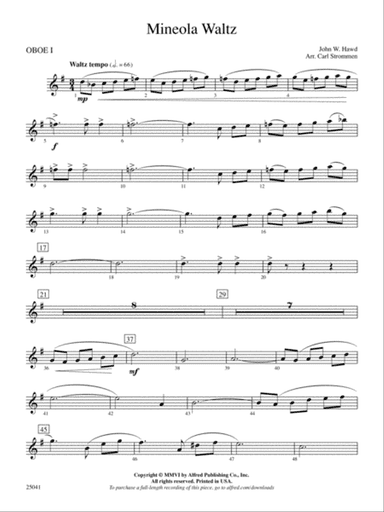 Mineola Waltz: Oboe