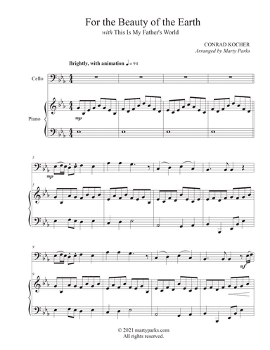 For the Beauty of the Earth (Cello-Piano)