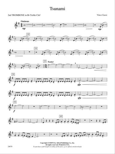 Tsunami: (wp) 2nd B-flat Trombone T.C.