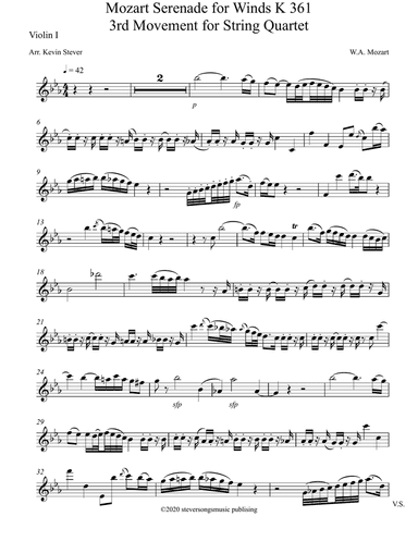 Mozart Serenade for Winds 3rd Movement for String Quartet