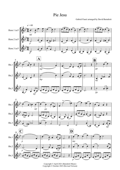 Pie Jesu (from Requiem) for Horn Trio