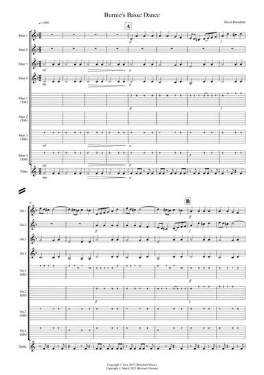 Burnie's Basse Dance for Sitar Quartet