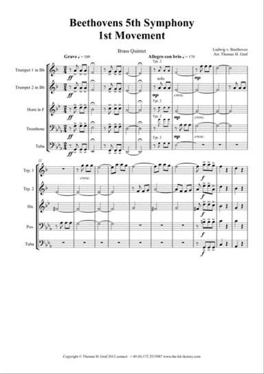 Beethovens 5th Symphony - 1st Movement - Brass Quintet