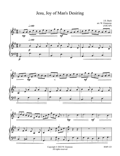 Bach - Jesu, Joy of Man's Desiring (flute with piano accompaniment)