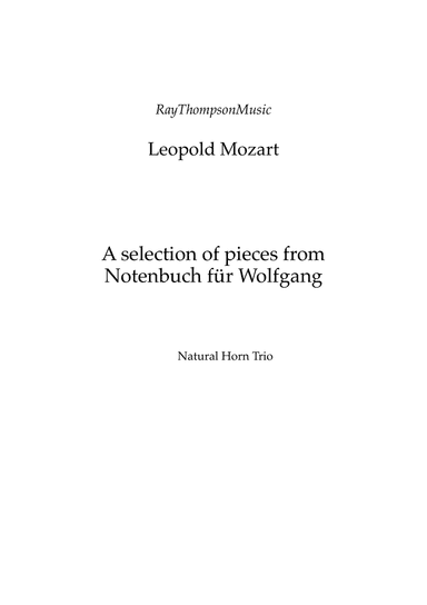 Mozart (Leopold): Notenbuch für Wolfgang (A selection of pieces) — natural horn trio