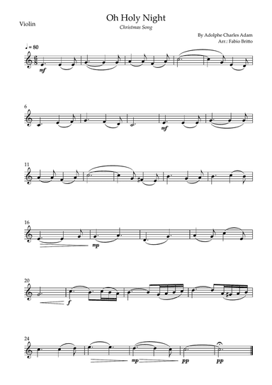 Oh Holly Night (Christmas Song) for Viola Solo