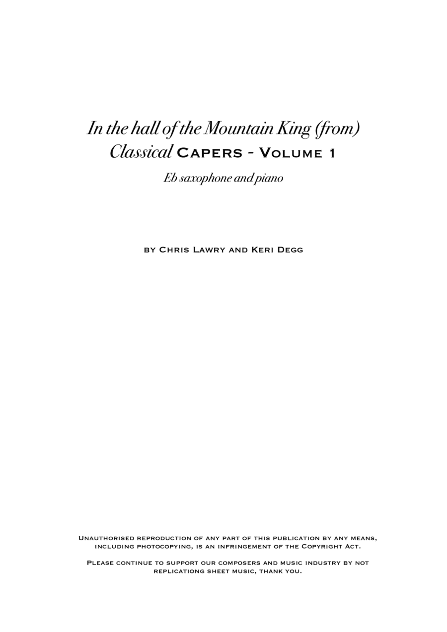 In the hall of the mountain king (Grieg) (but not as you know it!) includes original sax solo - Eb s