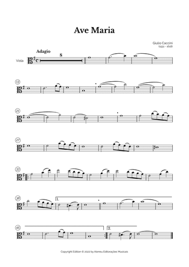 Ave Maria (Giulio Caccini) for Intermediate Viola