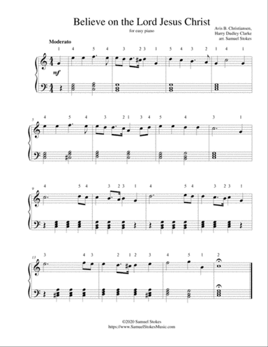 Believe on the Lord Jesus Christ - for easy piano