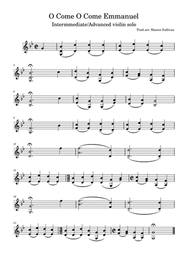 O Come O Come Emmanuel intermediate-advanced violin solo