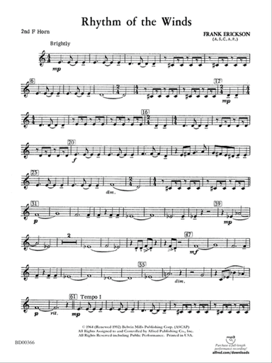 Rhythm of the Winds: 2nd F Horn