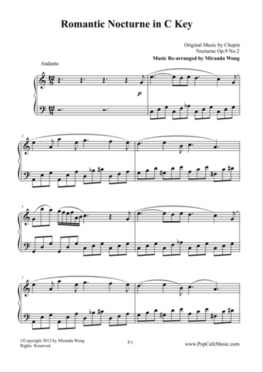 Romantic Nocturne in Eb - Chopin (C Key Version)