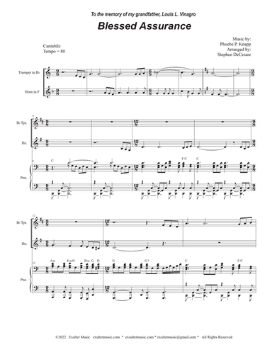 Blessed Assurance (Duet for Bb-Trumpet and French Horn)