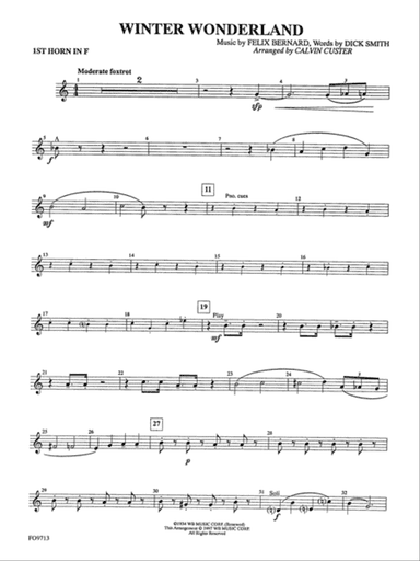 Winter Wonderland: 1st F Horn