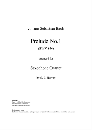 Prelude No. 1 (BWV 846) for Saxophone Quartet