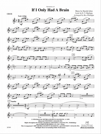 Variations on If I Only Had a Brain (from The Wizard of Oz): Oboe