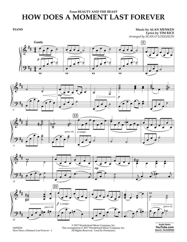 How Does a Moment Last Forever (from Beauty and the Beast) - Piano