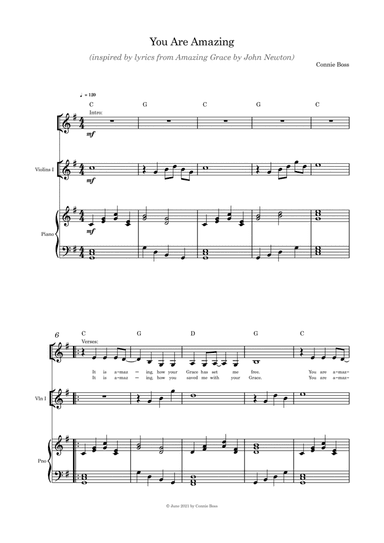 You Are Amazing - solo, violin and piano