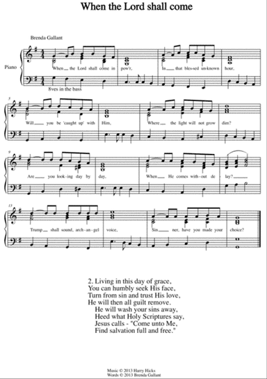 When the Lord shall come. A new hymn.