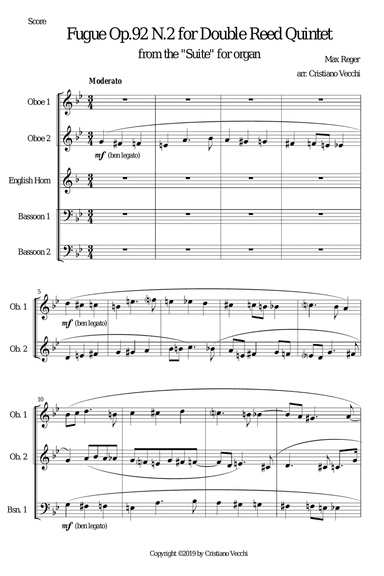 Fugue Op.92 N.2 for Double Reed Quintet