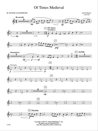 Of Times Medieval: B-flat Tenor Saxophone