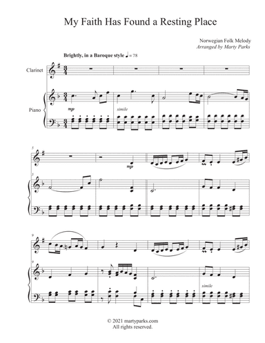 My Faith Has Found a Resting Place (Clarinet-Piano)
