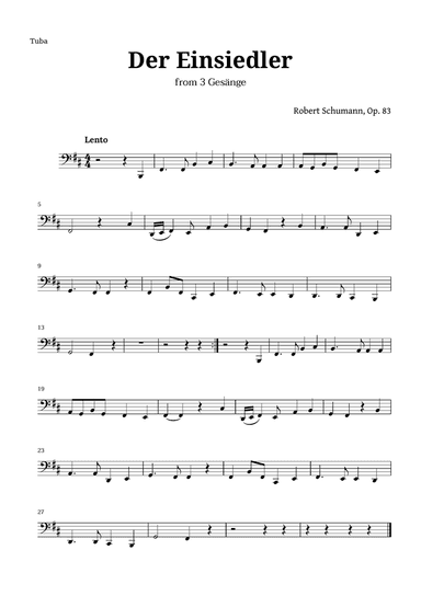 Der Einsiedler by Schumann for Tuba