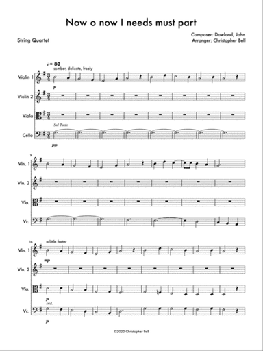 Now o now I needs must part - String Quartet