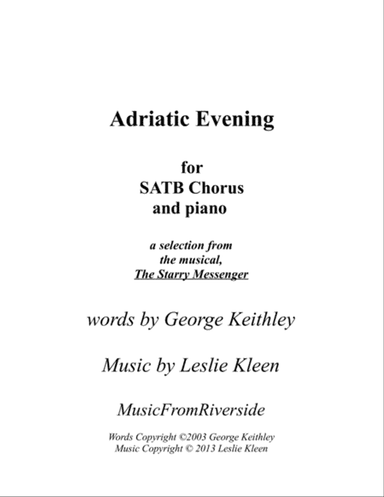 Adriatic Evening for SATB and piano