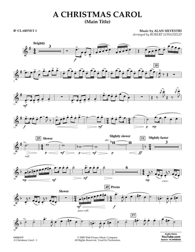 A Christmas Carol (Main Title) (arr. Robert Longfield) - Bb Clarinet 1