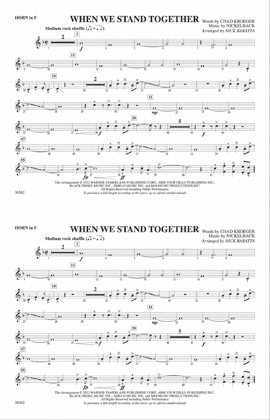 When We Stand Together: 1st F Horn