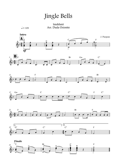 Jingle Bells (F major - leadhsheet - no lyrics)