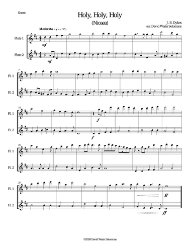 Holy, Holy, Holy (Nicaea) arranged for 2 flutes