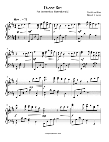 Danny Boy For Intermediate Piano
