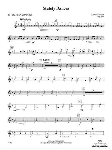 Stately Dances: B-flat Tenor Saxophone