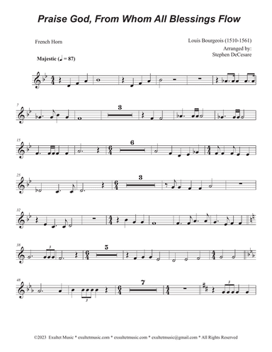 Praise God, From Whom All Blessings Flow (Accompaniment Package) (Brass Quartet) (Key of Eb)