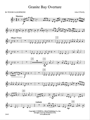 Granite Bay Overture: B-flat Tenor Saxophone
